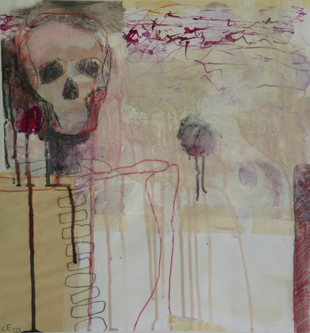 Inside Man, 2009, mixed media on paper, 18 x 17 inches