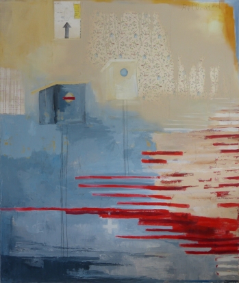 Relocated, 2014, acrylic on canvas, 62 x 52 inches (sold)